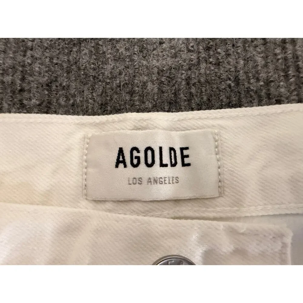 AGOLDE Parker Long White High-Rise Denim Cutoff Shorts size 32 NWT